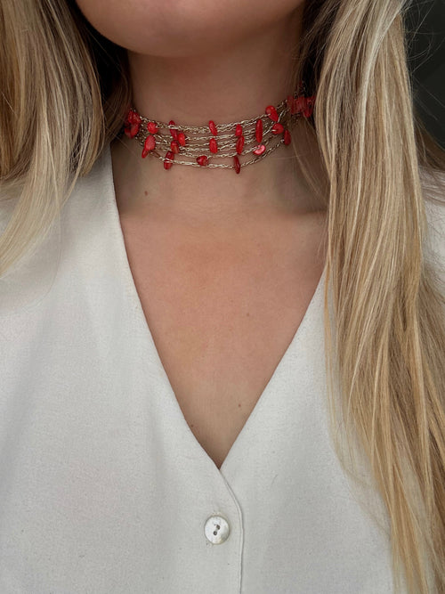 Choker Piedras Rojo