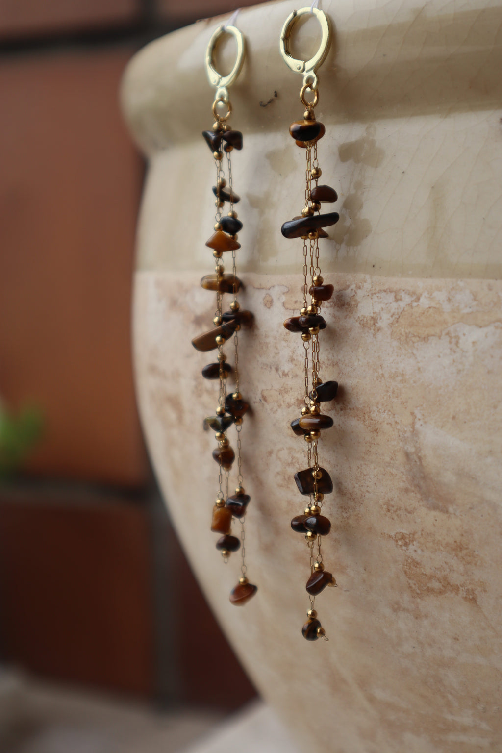 Pendientes Piedras Marrones